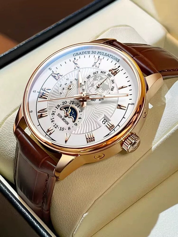 Tao Factory Genuine Swiss 2024 New Watch Men's Automatic Watch Waterproof Mechanical Fine Quartz Dual Calendar Women's and Men's Watch Luminous
