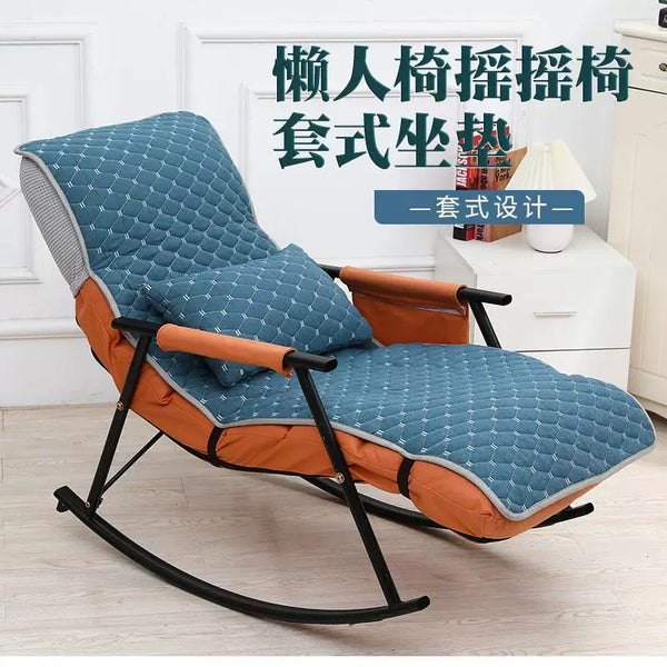 Rocking chair, recliner, seat cushion and backrest, integrated nap and nap cotton cushion, thickened adult folding chair, lazy