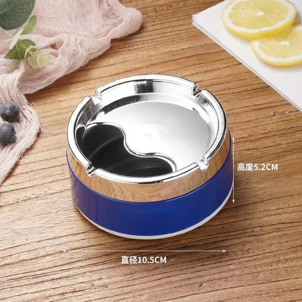 Creative ashtray with cover, anti-fly ash, stainless steel liner, office